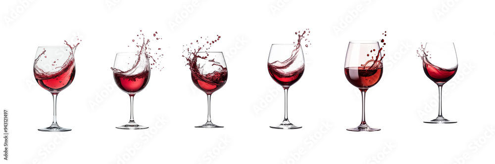 set red wine glass with a splash, isolated on a white background. set red wine glass with a splash, isolated on a white background.