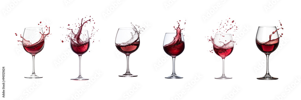 set red wine glass with a splash, isolated on a white background. set red wine glass with a splash, isolated on a white background.