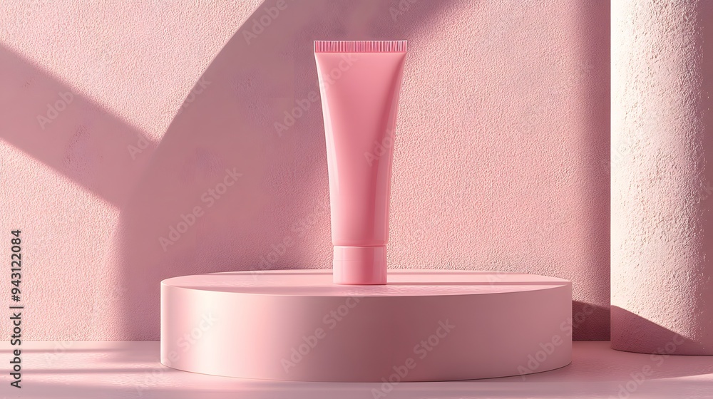 Pink Cream Tube on a Pastel Background. Pink Cream Tube on a Pastel Background.