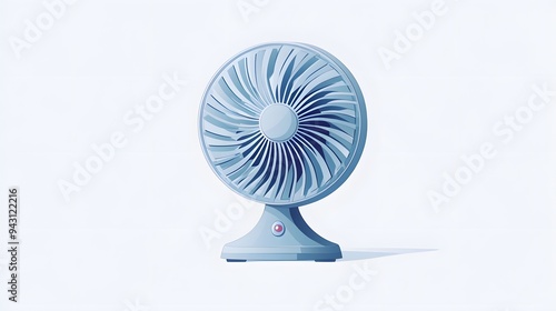 Electric Desk Fan on White Background.