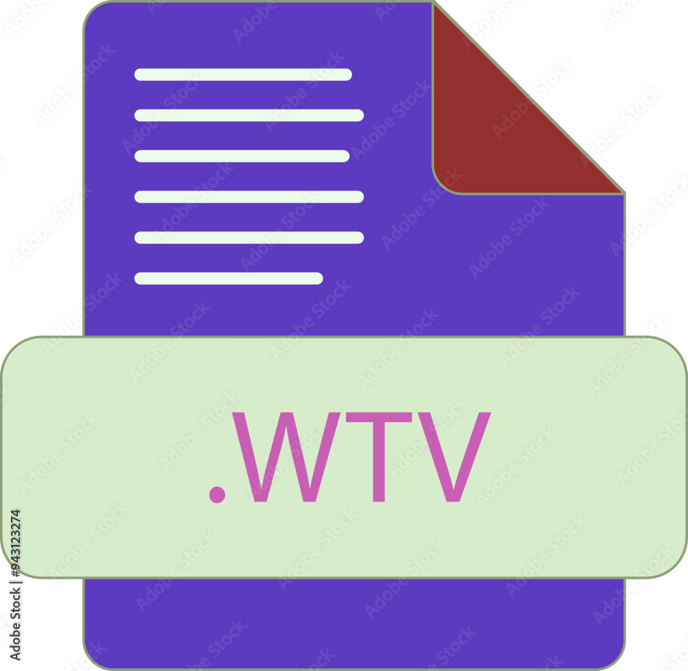 WTV File extention icon old minimal color fill WTV File extention icon old minimal color fill