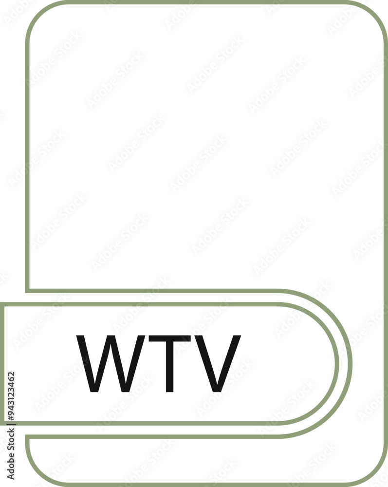 WTV File format icon black outline and light color WTV File format icon black outline and light color