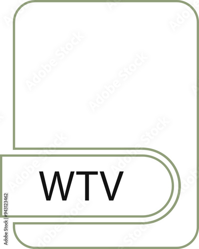 WTV File format icon black outline and light color