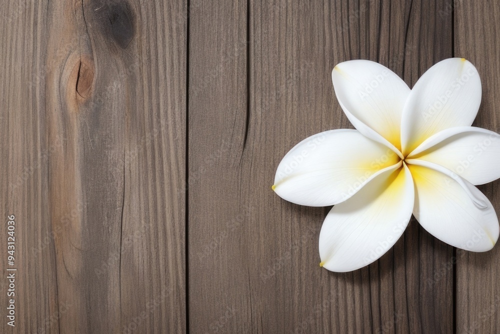 Plumeria flower over a wooden background with a copy space Plumeria flower over a wooden background with a copy space