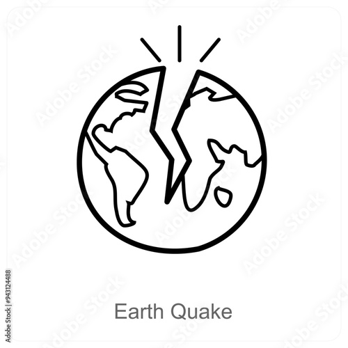 Earthquake and damage icon concept