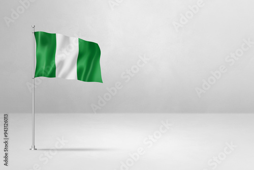 Foto Nigerian flag isolated on white concrete wall background