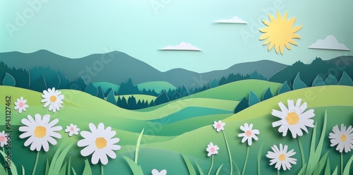 Paper cut-out art, depicting a beautiful natural scene.