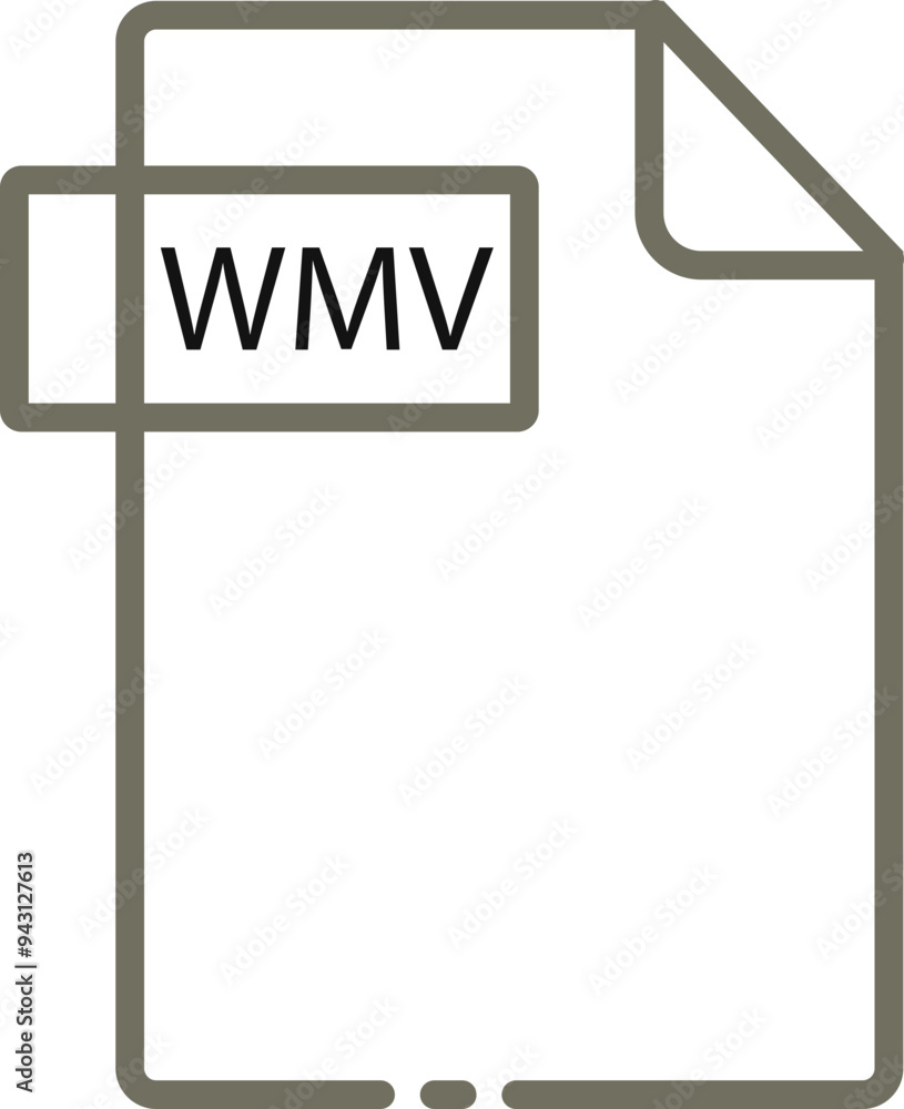 WMV File format minimal icon with black outline WMV File format minimal icon with black outline