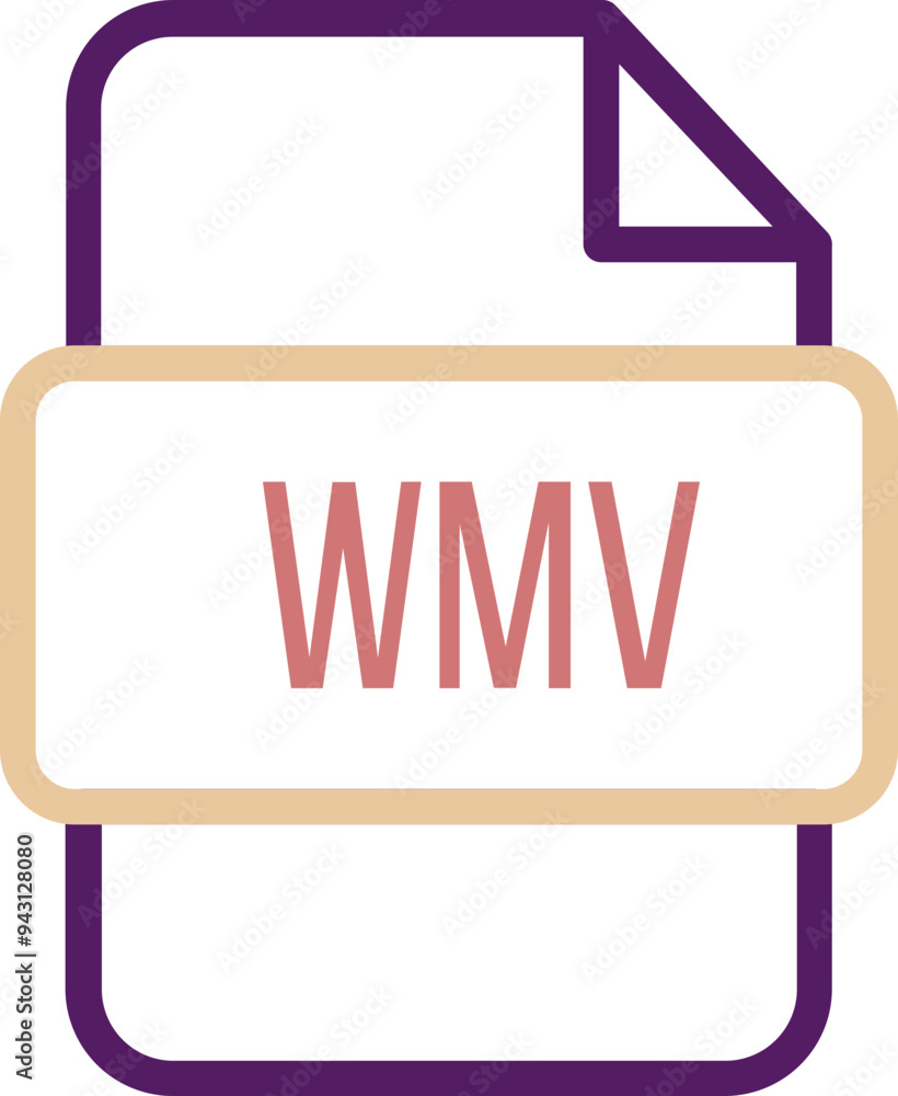 WMV File icon with bold outline WMV File icon with bold outline