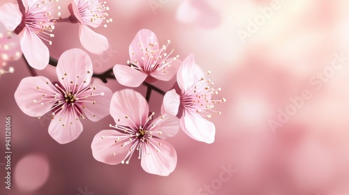 Romantic atmosphere of pink cherry blossoms