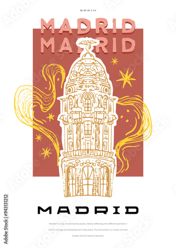 The poster is minimalistic with an interesting bright design, vector format