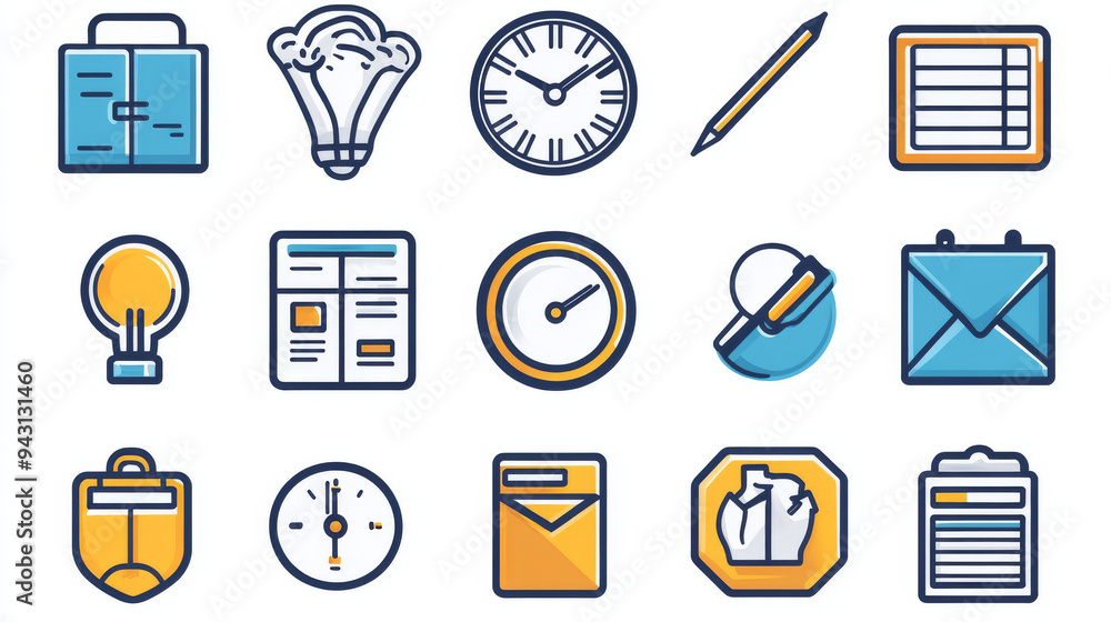 Editable stroke outline icons set featuring time, date, and address concepts. Flat vector illustration, pixel perfect, sized 64x64, isolated on a white background. Editable stroke outline icons set featuring time, date, and address concepts. Flat vector illustration, pixel perfect, sized 64x64, isolated on a white background.