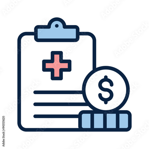 Amazing icon of medical allowance, featuring healthcare symbols and financial elements