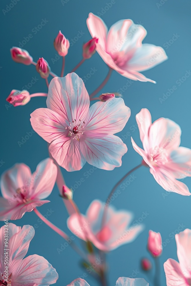 Fototapeta premium Levitating Wildflowers on Soft Pastel Backdrop - Hyperrealistic Studio Photography