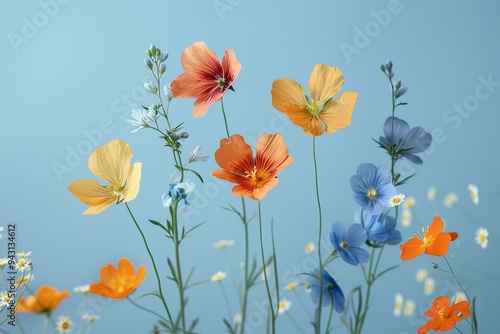 Wallpaper Mural Levitating Wildflowers on Soft Pastel Backdrop - Hyperrealistic Studio Photography Torontodigital.ca