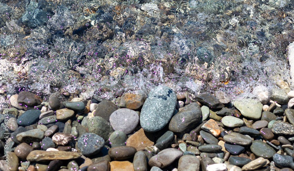 Sea wave crashing on the shore