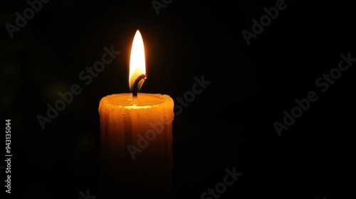 Single Candle Flame In Darkness