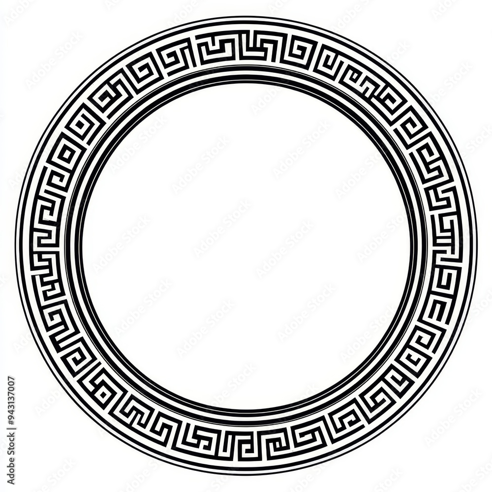 A black and white circle with a floral design A black and white circle with a floral design