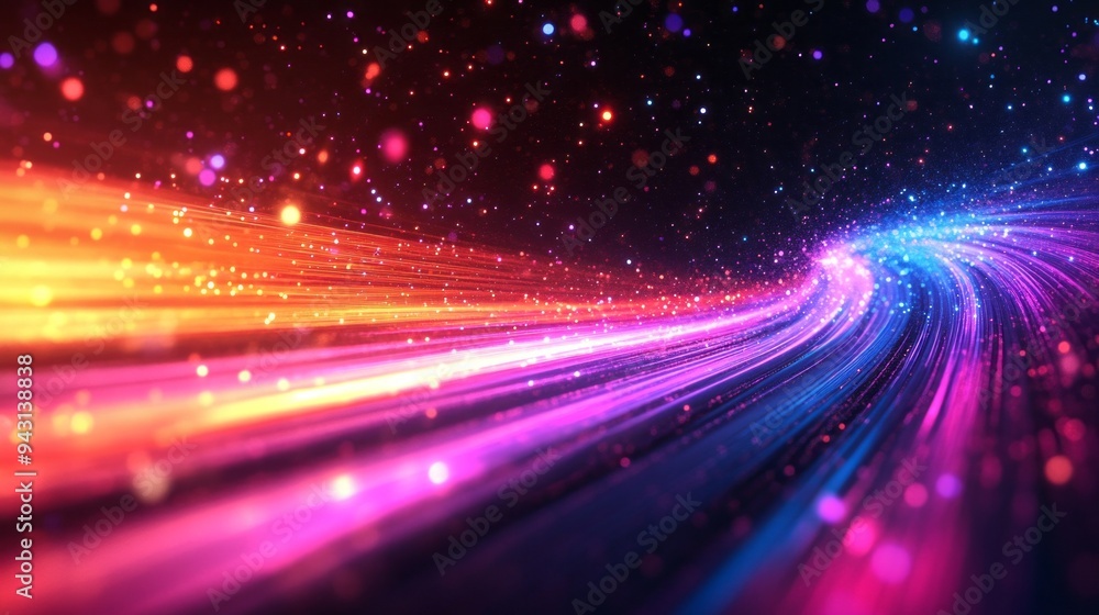 A colorful, swirling line of light with a rainbow of colors A colorful, swirling line of light with a rainbow of colors