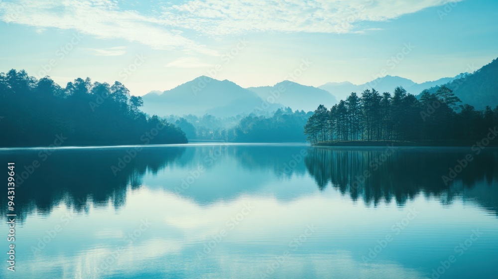 Fototapeta premium Reflection of a minimal mountain lake