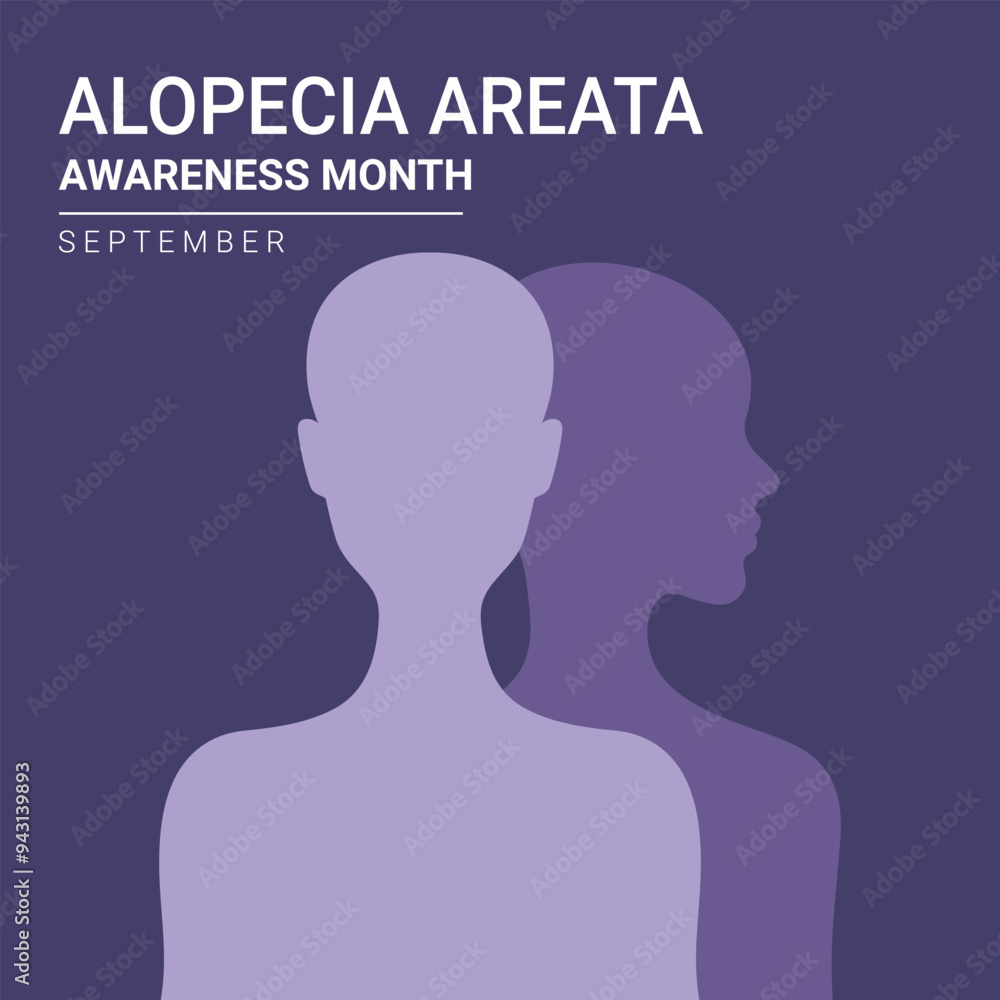 Alopecia Areata awareness month in September. Bald head women silhouettes. Vector illustration Alopecia Areata awareness month in September. Bald head women silhouettes. Vector illustration