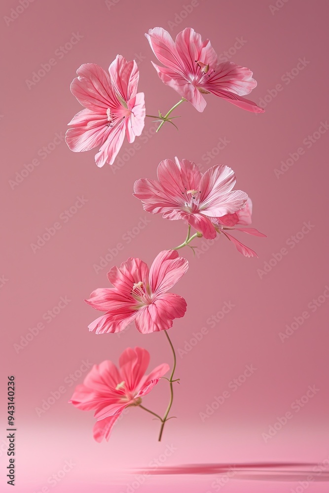 Levitating Wildflowers on Soft Pastel Backdrop - Hyperrealistic Studio Photography Levitating Wildflowers on Soft Pastel Backdrop - Hyperrealistic Studio Photography