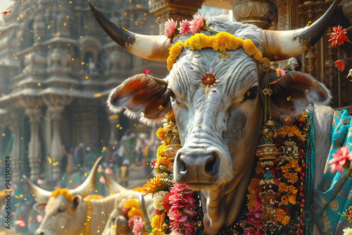 Lord Krishna with Cow photo