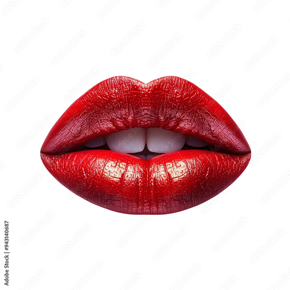 Painted female lips floating on transparent background Painted female lips floating on transparent background