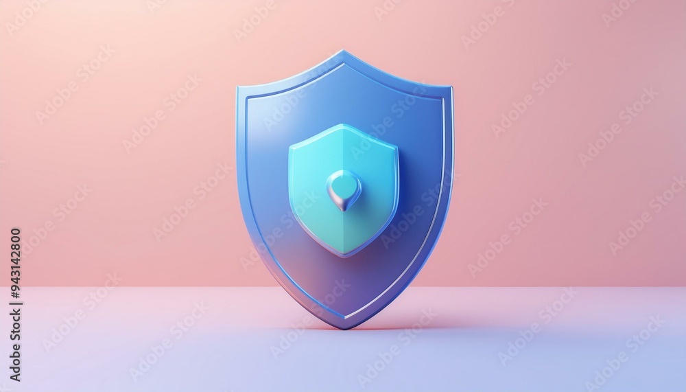 A modern shield icon symbolizing protection and security, set against a soft pastel background. A modern shield icon symbolizing protection and security, set against a soft pastel background.