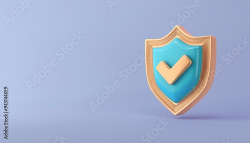 Modern shield symbol with check mark, representing security, protection, and trust. Suitable for digital and service industries.