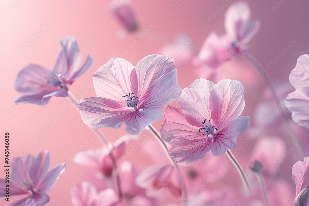 Obraz premium Mystic Petals & Droplets: Enchanted Flora Dancing on Glass,Ethereal Reflections: Wild Blossoms Suspended in Vibrant Raindrops