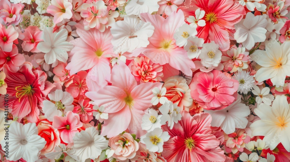 A mosaic of vibrant pink and white flowers in full bloom, creating a captivating burst of colors and patterns. A mosaic of vibrant pink and white flowers in full bloom, creating a captivating burst of colors and patterns.