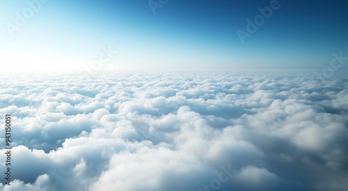 Aerial View of Fluffy Clouds Beneath a Clear Blue Sky