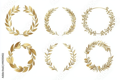 An award laurel wreath element set with a transparent background in png format