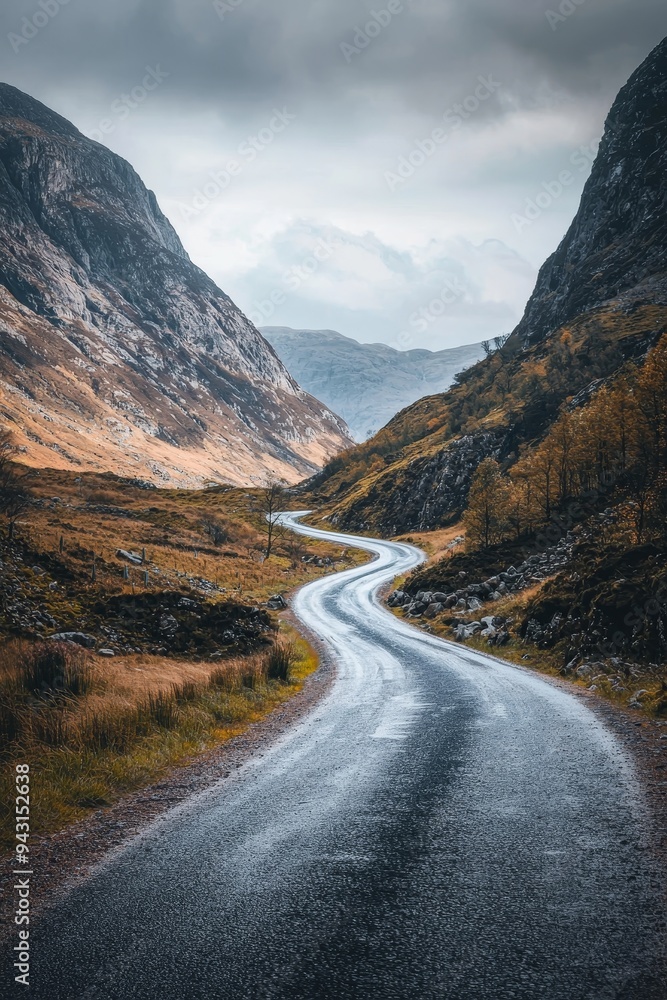 The Scottish road offers a beautiful view against an aesthetic background The Scottish road offers a beautiful view against an aesthetic background
