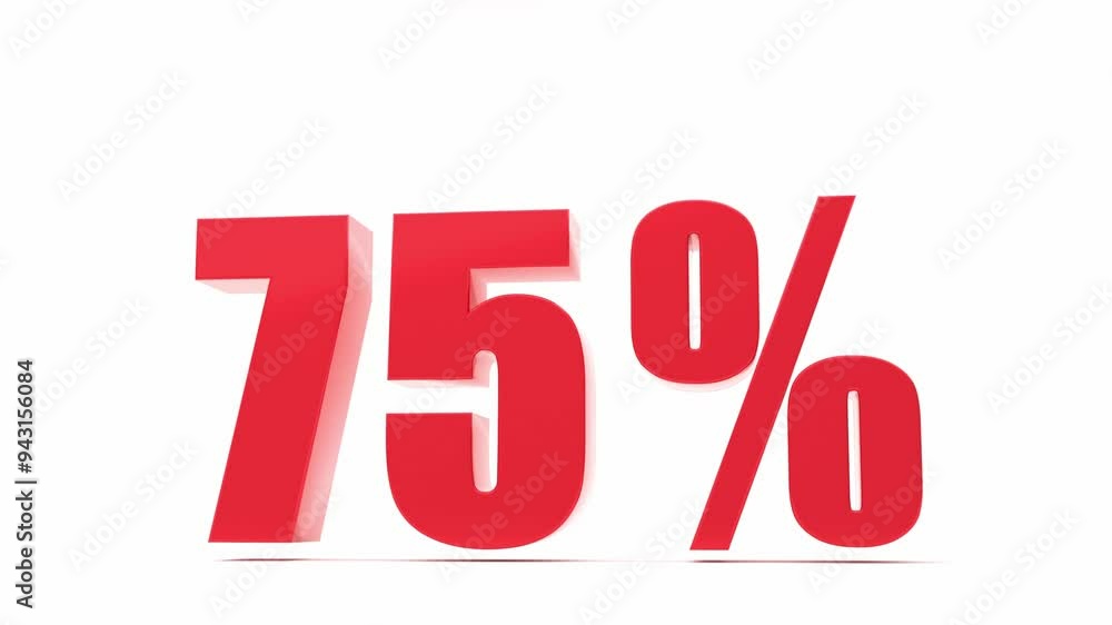 Red 75% percent off sign on white background Text 3D render. ideal for promotional materials, discounts, shopping, store, special price ,and sales advertisements Red 75% percent off sign on white background Text 3D render. ideal for promotional materials, discounts, shopping, store, special price ,and sales advertisements