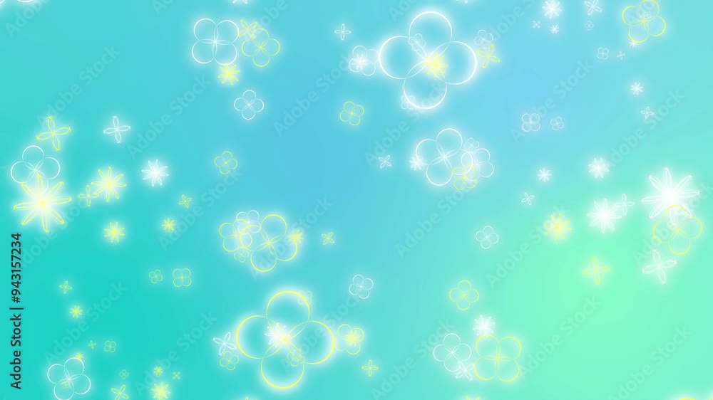 花柄模様と青のグラデーション背景 花柄模様と青のグラデーション背景