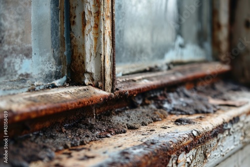 Corner Window Mold: A Macro Detail of Fungal Growth in Moist Interior Home Environment