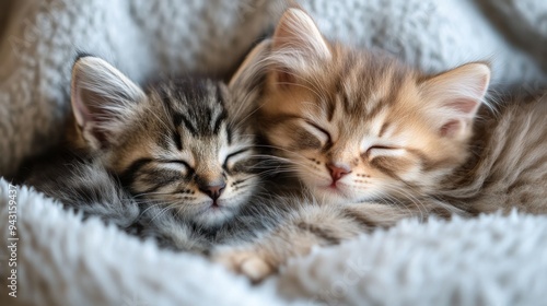 Two Adorable Kittens Sleeping Together