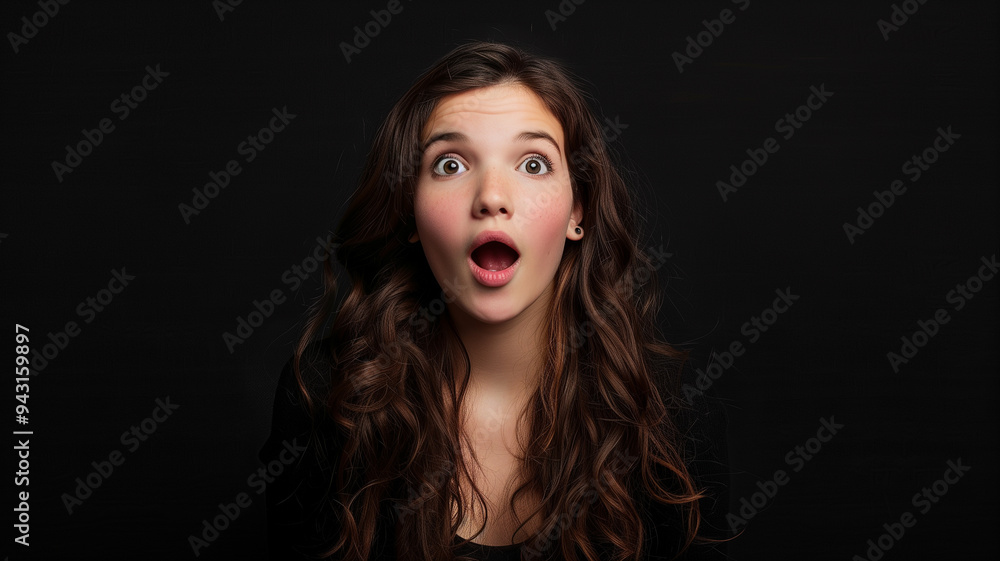 Young woman with wow expression on her face isolated on black background Young woman with wow expression on her face isolated on black background