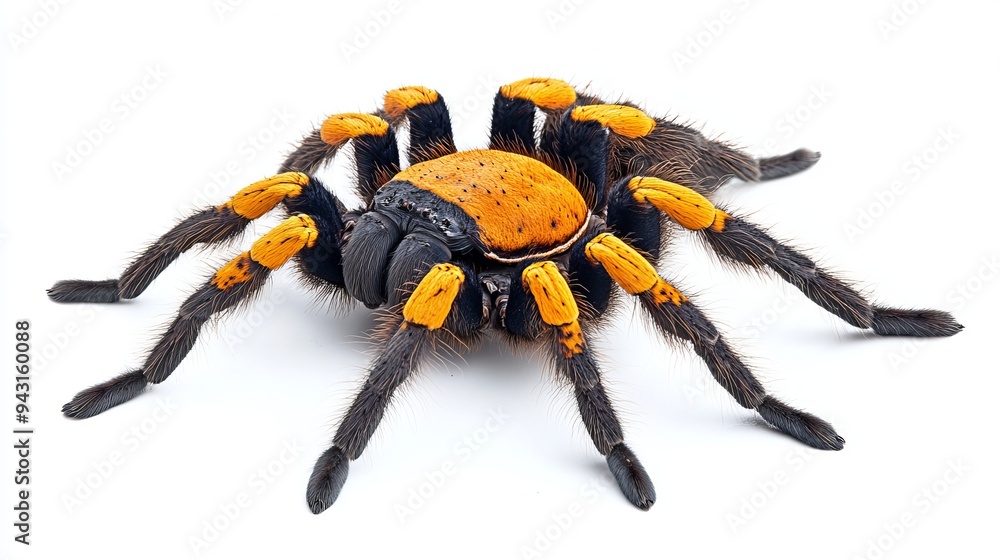A Mexican Golden Red Rump Tarantula (Brachypelma albiceps) displayed ...