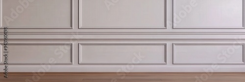 Elegant Minimalist White Wainscoting Wall with Wooden Floor Interior Design