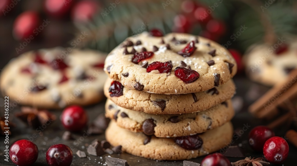 Handmade cookies with cranberries and Chocolate cookies with copy space Handmade cookies with cranberries and Chocolate cookies with copy space