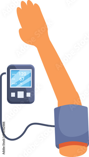Doctor is checking blood pressure with a digital monitor