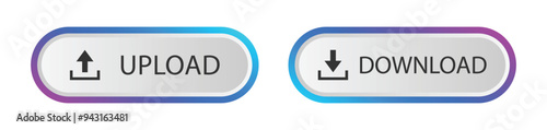 download and upload button. colorful modern buttons for app, website, ui. transparent png and vector illustration.