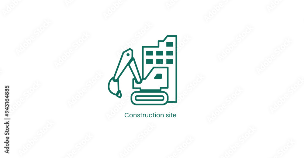 Construction Site with Crane Vector Icon Construction Site with Crane Vector Icon