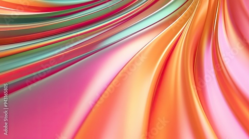 Abstract background with colorful swoosh lines in orange, pink, and green. The dynamic 3D render creates a striking visual effect with a modern twist.