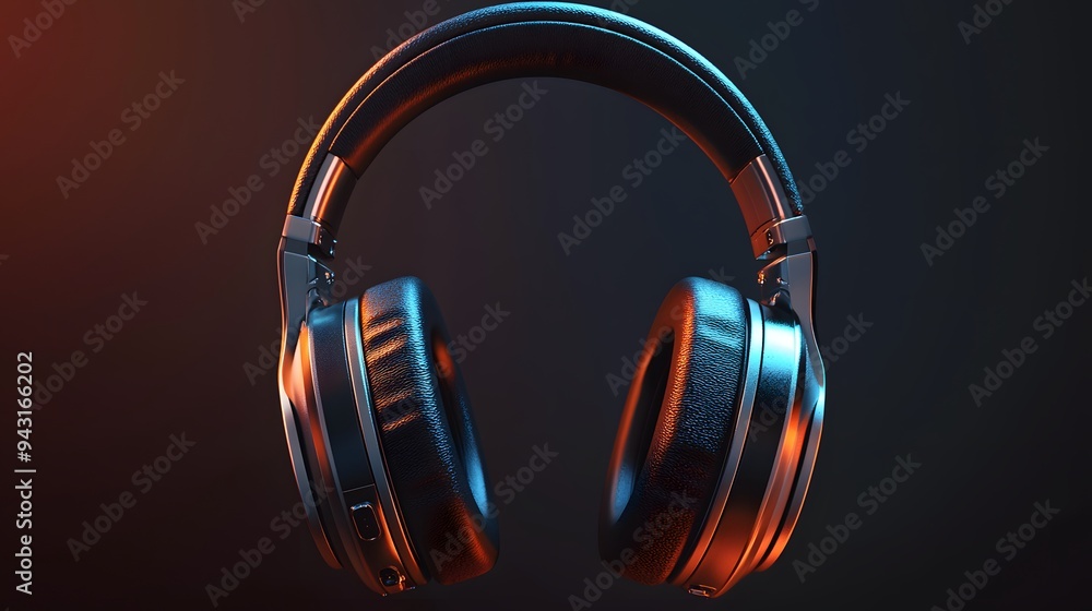 Wireless Headphones with Red and Blue Lighting. Wireless Headphones with Red and Blue Lighting.