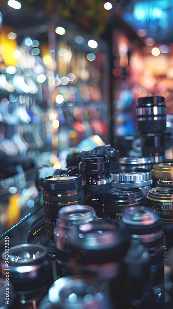 Blurred camera store background Blurred camera store background