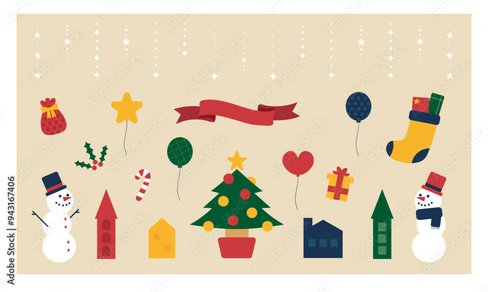 クリスマスのイラスト素材セット クリスマスのイラスト素材セット